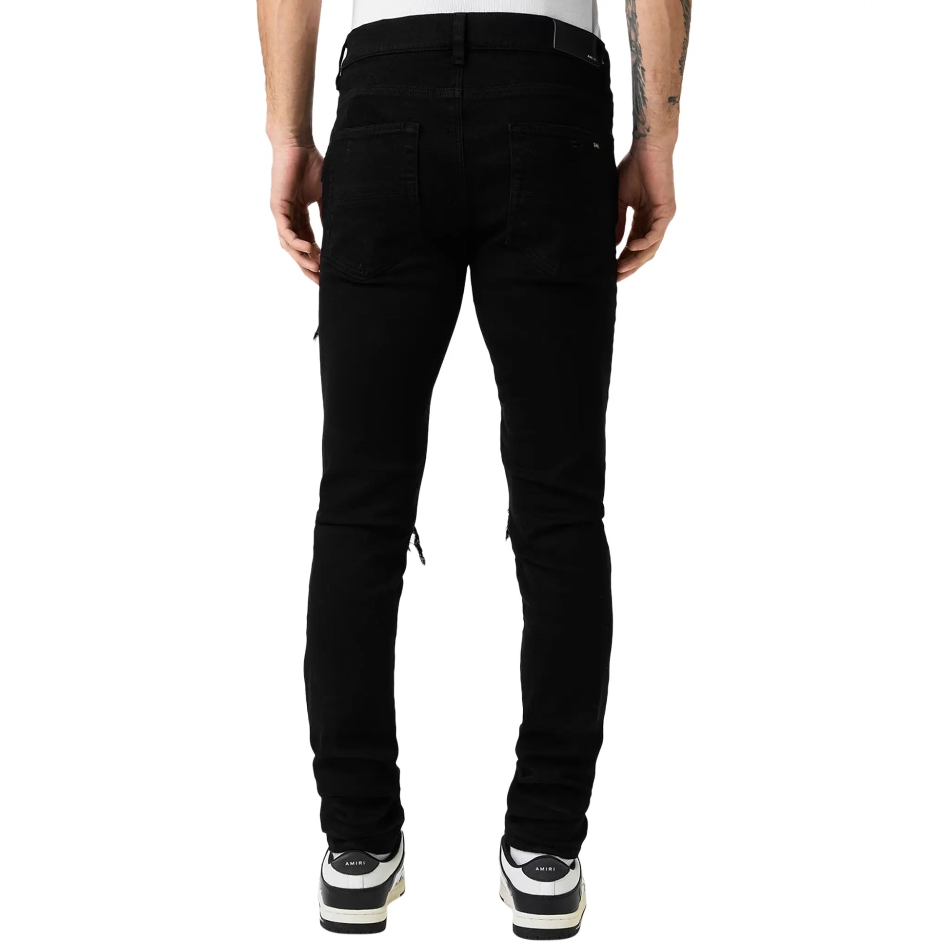 Amiri MX1 Black Leather Patch Jeans