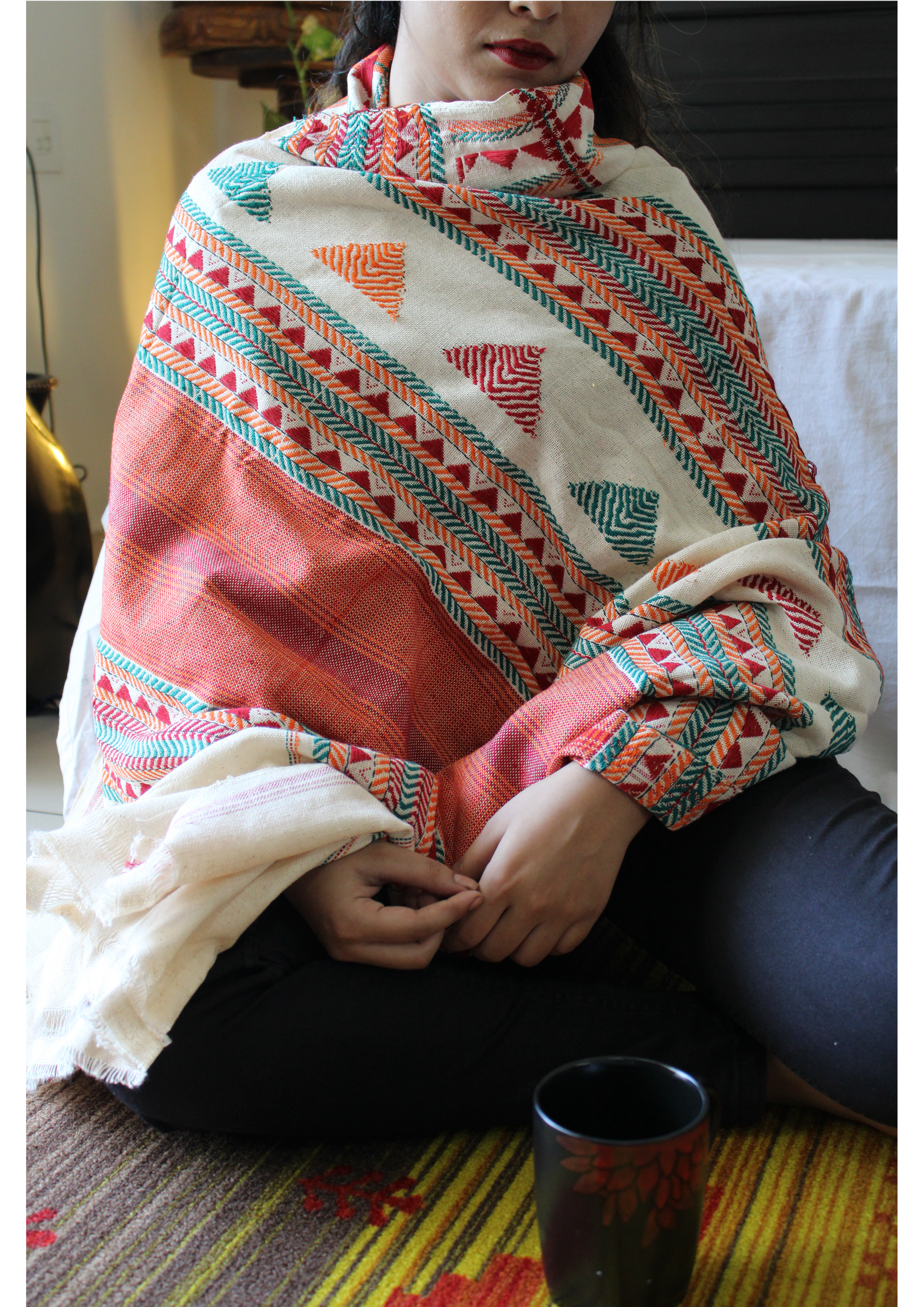 White Dongaria Handloom Shawl