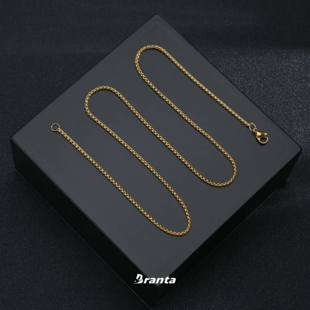 Gold Filled Box Chain Necklace For Men (21 Inch)