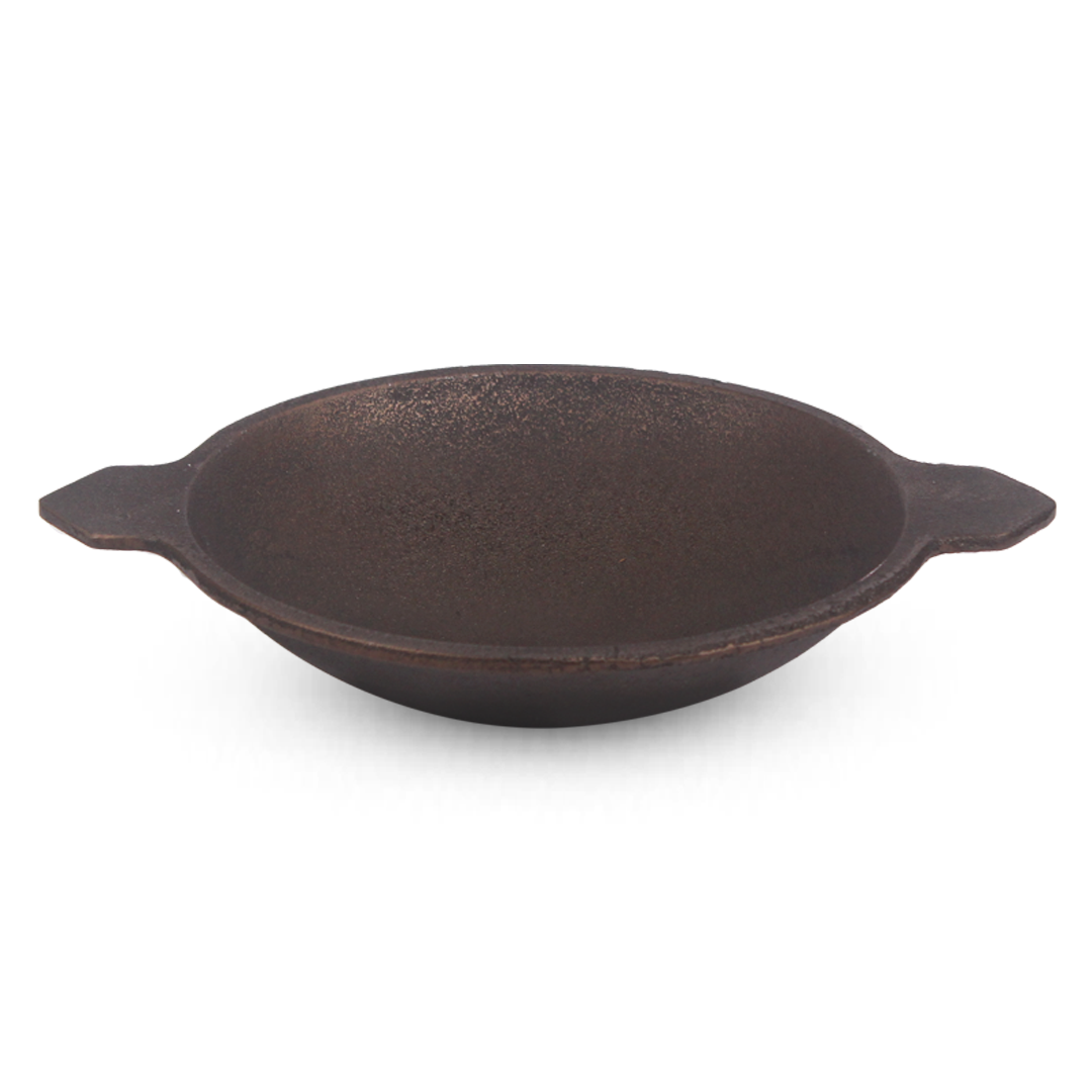 CASTrong Cast Iron Appam Pan/Appachetty, Glass Lid, Pre-seasoned, Nonstick, 100% Pure, Toxin-free, Induction, 22cm, 1.5kg