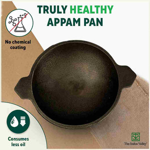 CASTrong Cast Iron Appam Pan/Appachetty, Pre-seasoned, Nonstick, 100% Pure, Toxin-free, Induction, 22cm