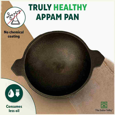 CASTrong Cast Iron Appam Pan/Appachetty, Pre-seasoned, Nonstick, 100% Pure, Toxin-free, Induction, 22cm
