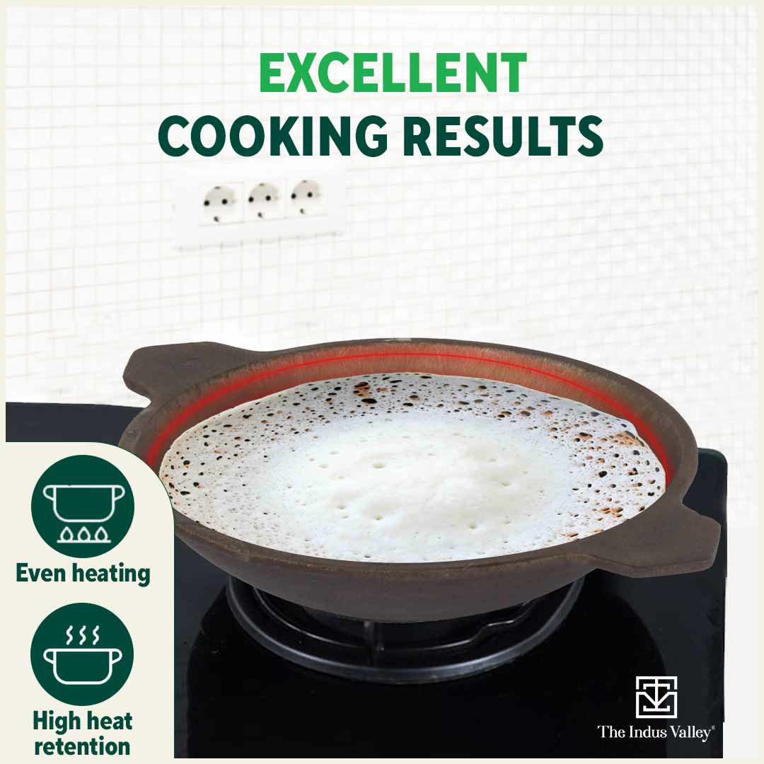 CASTrong Super Smooth Cast Iron Appam Pan/Appachetty, Pre-seasoned, Nonstick, 100% Pure, Toxin-free, 22cm, 1.9kg