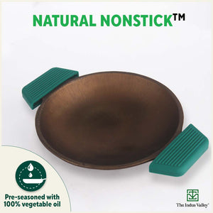 CASTrong Super Smooth Cast Iron Appam Pan/Appachetty, Silicon Handle,Pre-seasoned, Nonstick, 100% Pure, Toxin-free, 22cm, 1.9kg