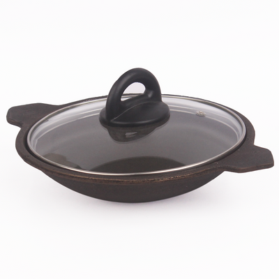 CASTrong Cast Iron Appam Pan/Appachetty, Glass Lid, Pre-seasoned, Nonstick, 100% Pure, Toxin-free, Induction, 22cm, 1.5kg