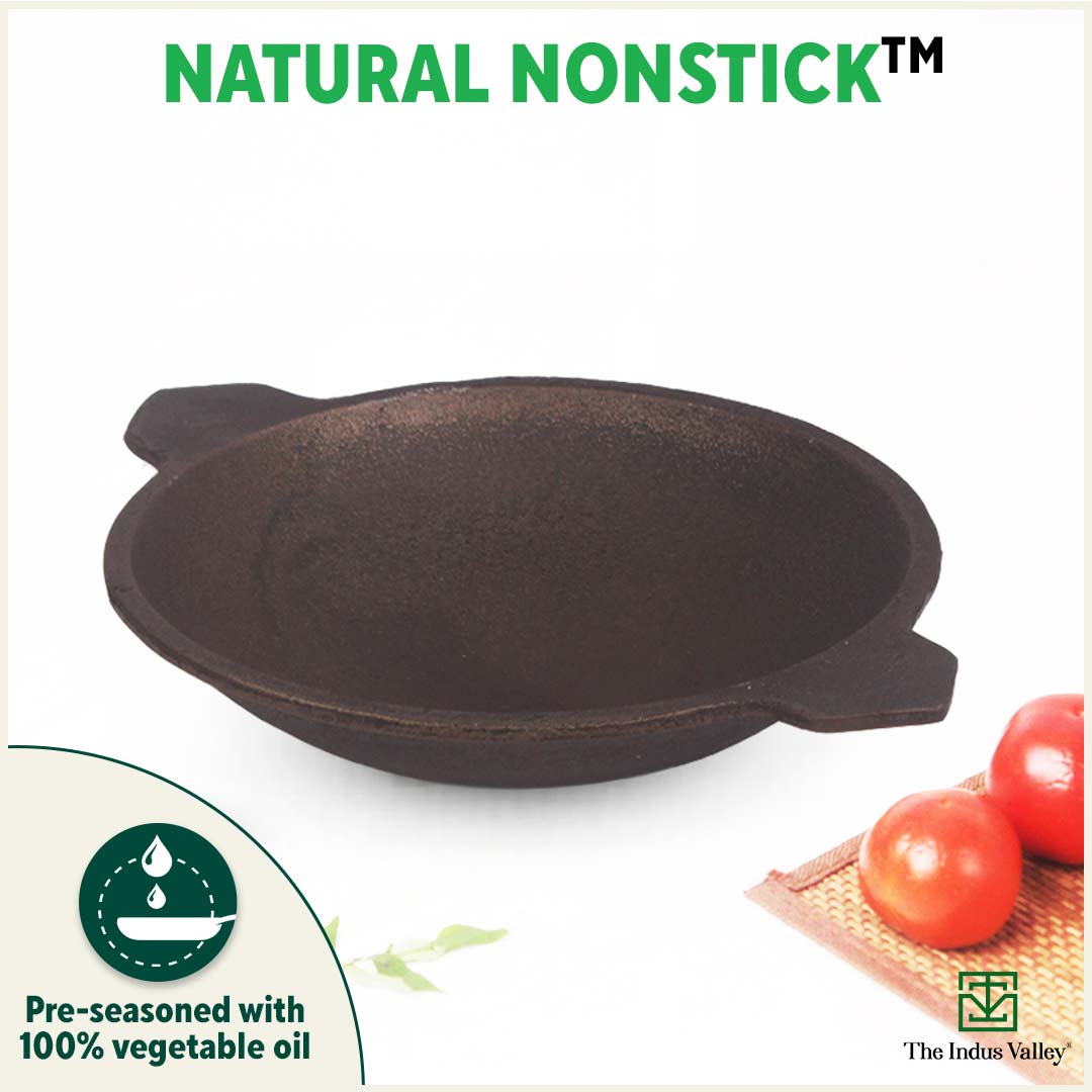 CASTrong Cast Iron Appam Pan/Appachetty, Pre-seasoned, Nonstick, 100% Pure, Toxin-free, Induction, 22cm