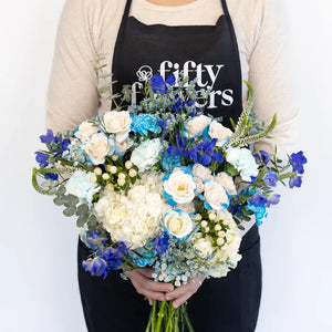 Aqua Blue Flower Centerpiece
