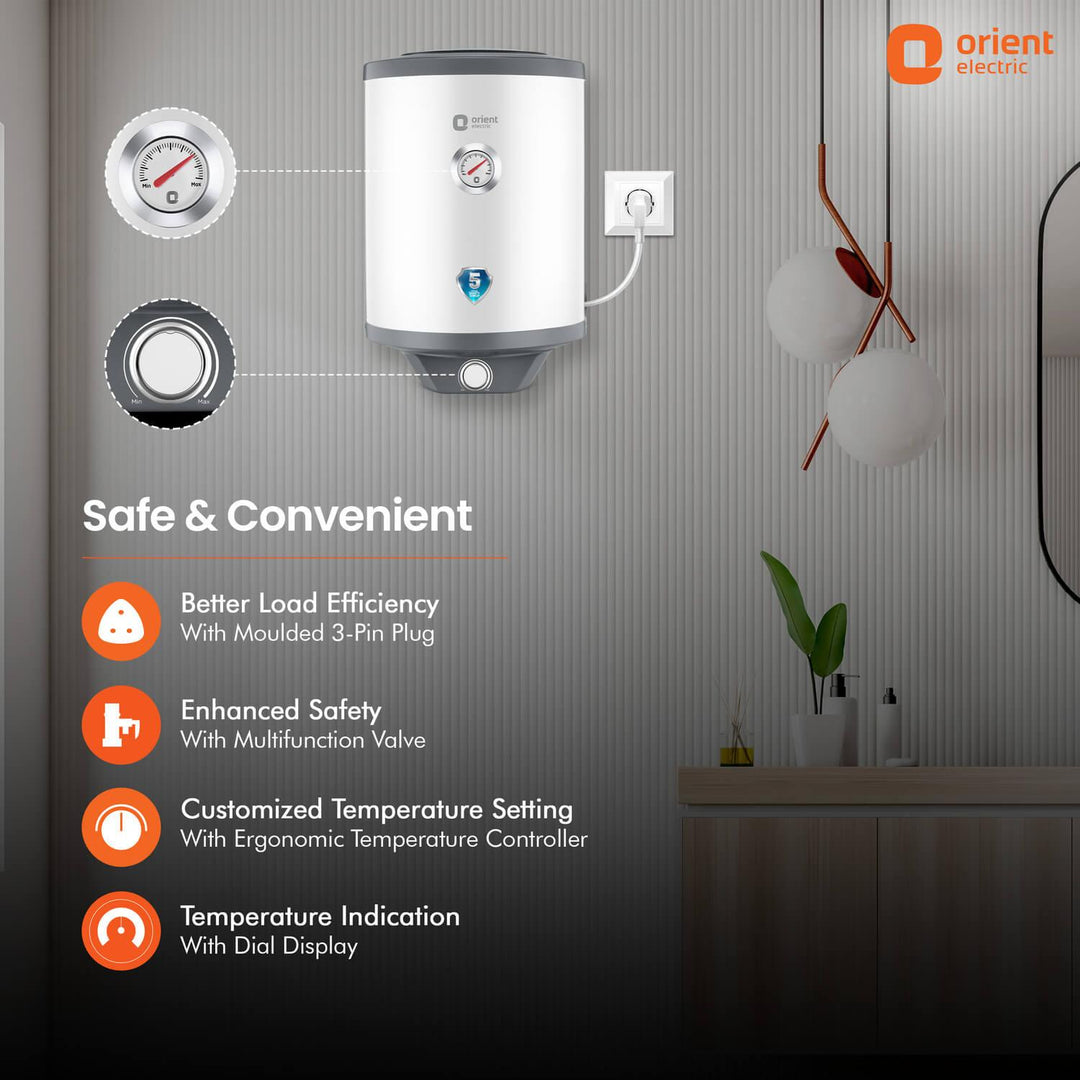 Aquanaut Water Heater (Geyser) | 5-Star Rated | Free Installation | Temperature Indicator | High-Rise Compatible