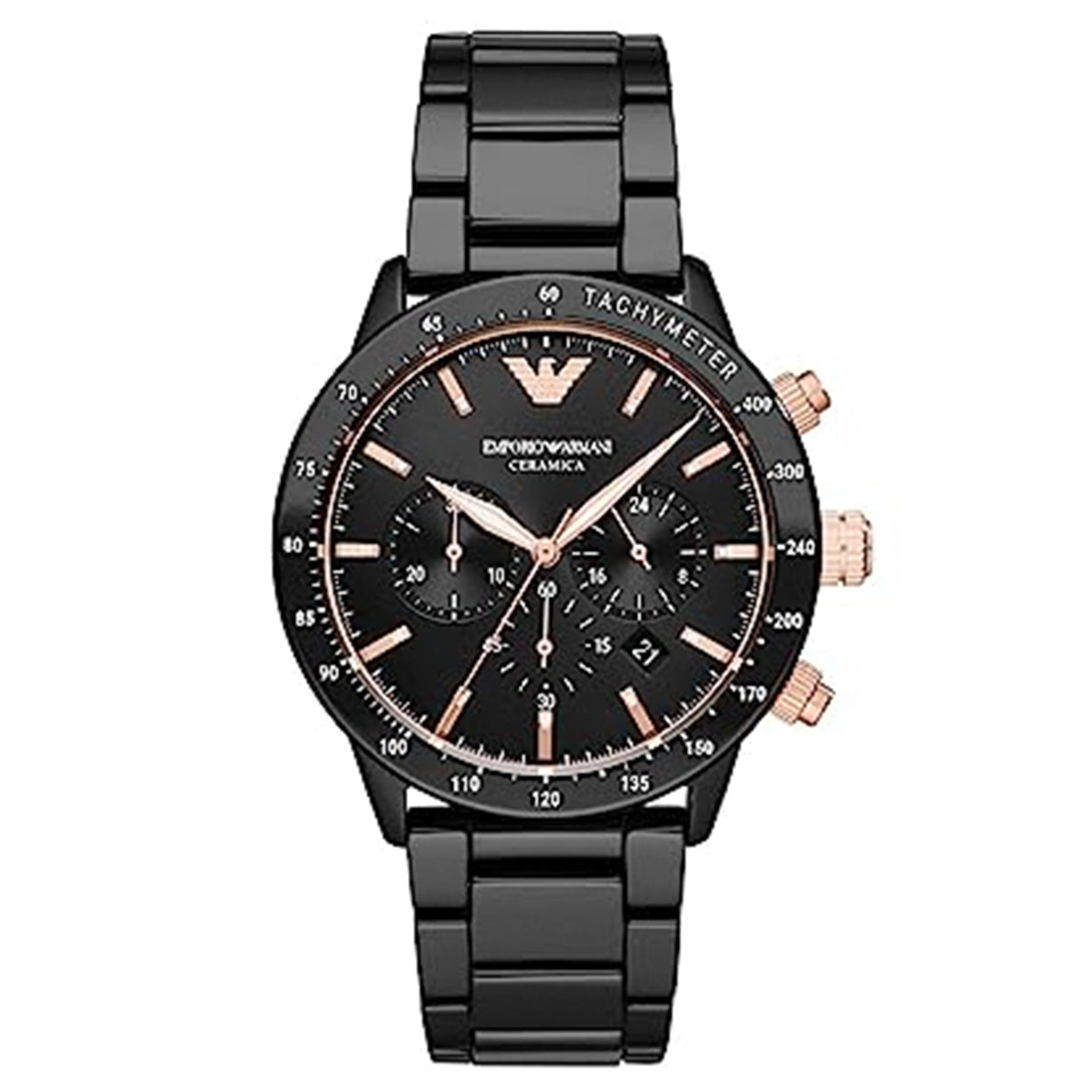 Emporio Armani Ceramica Black Dial Men 43mm