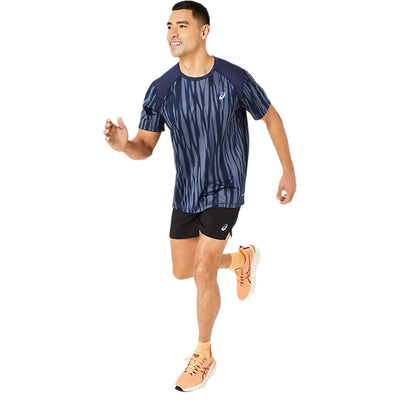 ASICS Road All Over Navy T Shirt