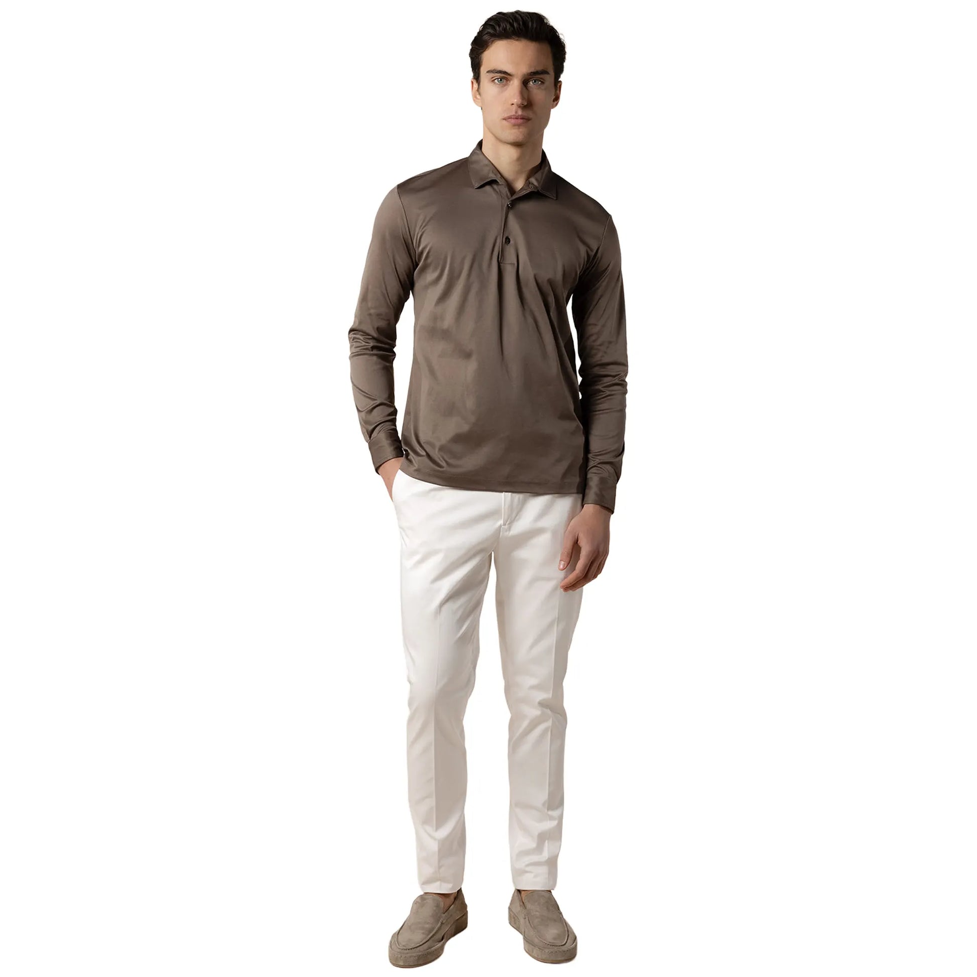 Aurélien Aur1 L/S Ash Grey Polo Shirt