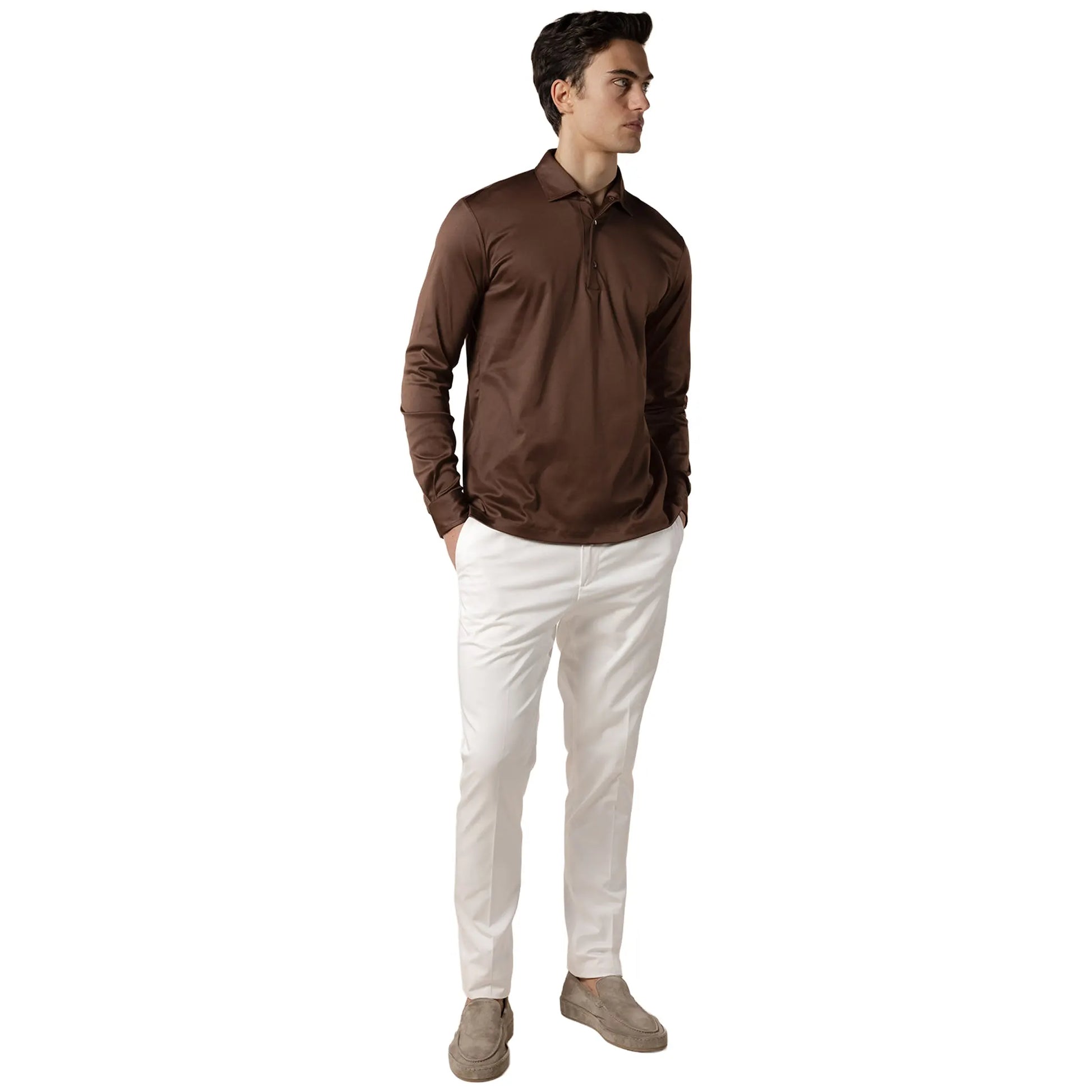Aurélien Aur1 L/S Chocolate Polo Shirt