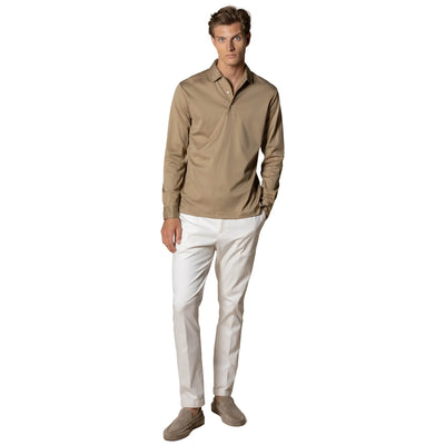Aurélien Aur1  L/S Dark Taupe Polo Shirt