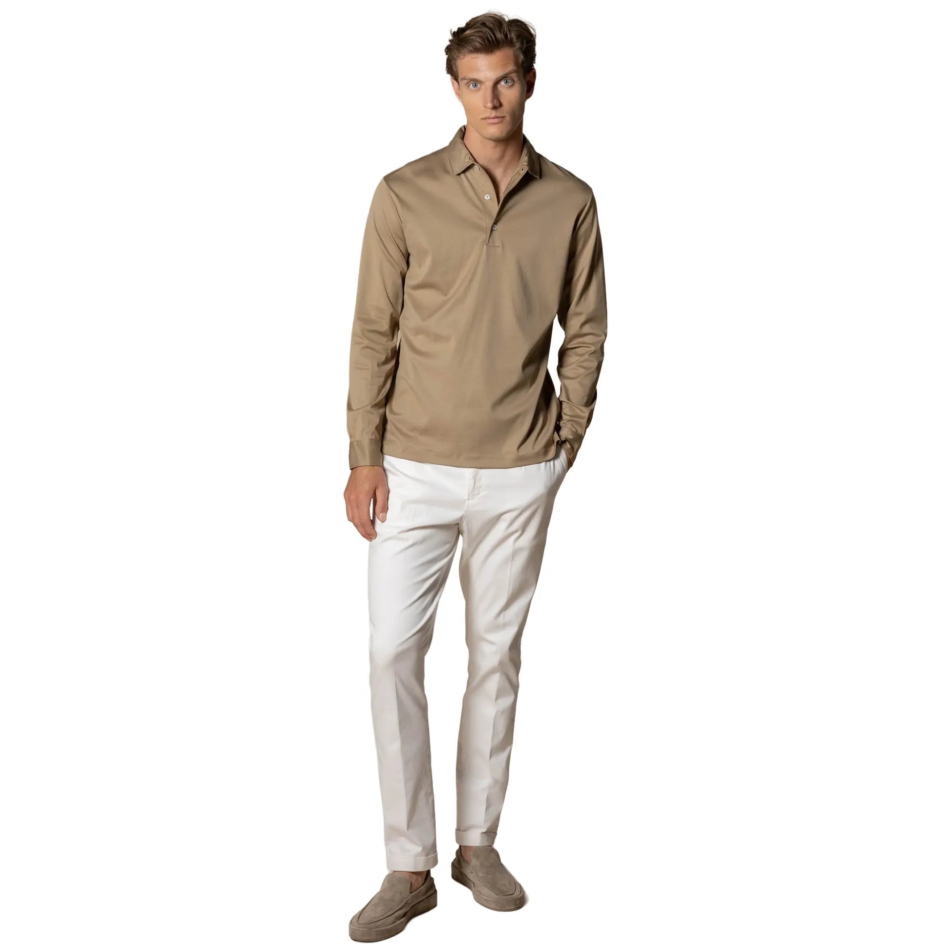 Aurélien Aur1  L/S Dark Taupe Polo Shirt