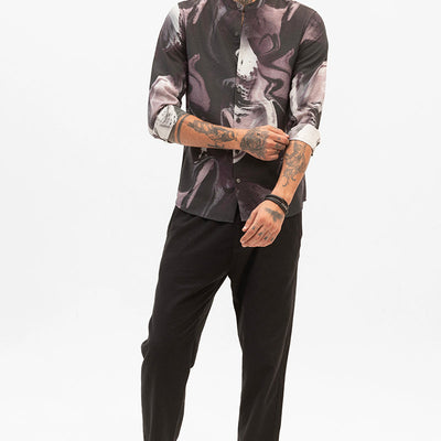 Mauve Abstract Mandarin Shirt