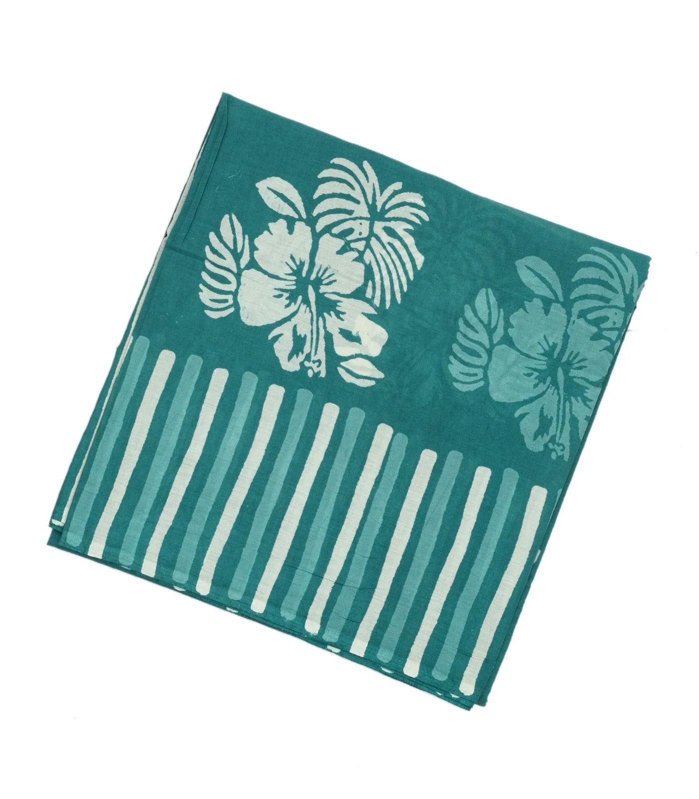 Sea Green Woven Jaipur Cotton Saree Printed With Floral  Motifs