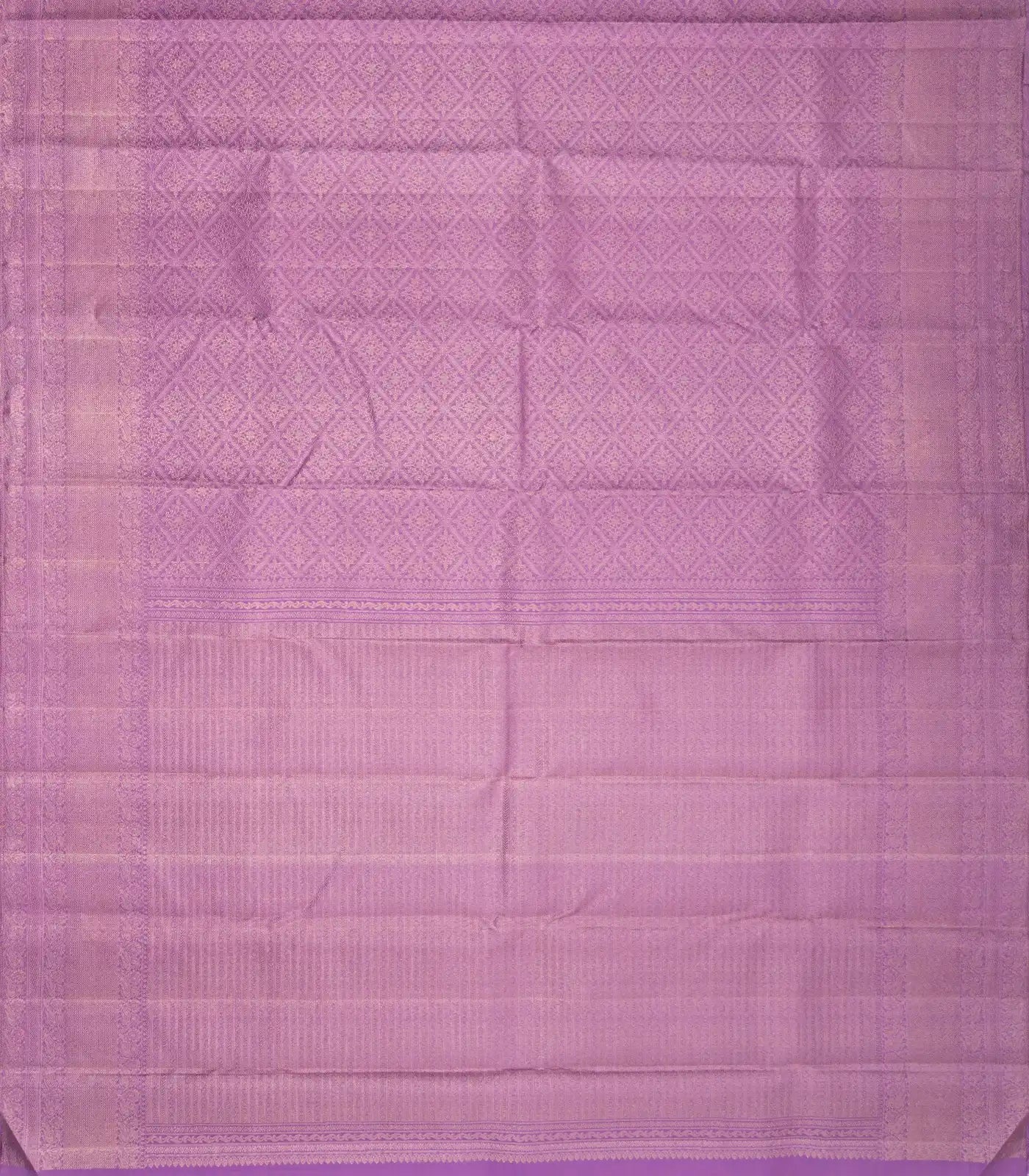 Lavender Handloom Kanchipuram Silk Saree With Floral Motifs