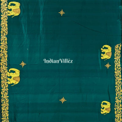 Bottle Green Shree Ganesh Pattachitra Saree