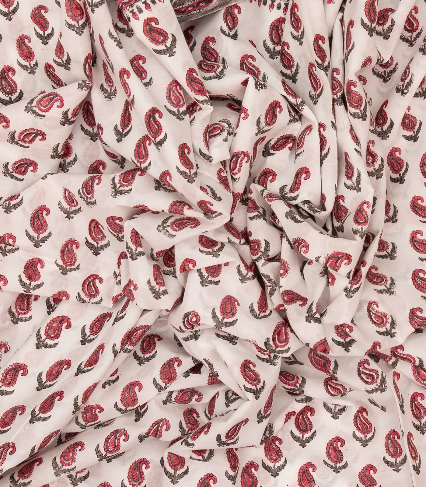 White Woven Jaipur Cotton Saree Printed With Brown Flower  Motifs