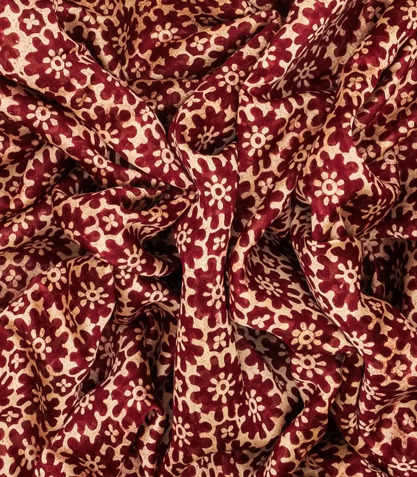 Maroon Woven Chanderi Printed Cotton Saree With Floral Jaal