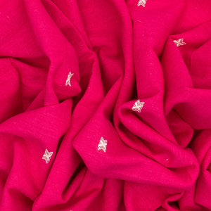 Hot Pink Handloom Bhujodi Cotton Saree With Cross Buttas