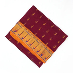 Maroon Venkatagiri Cotton Saree With Muniya Motifs