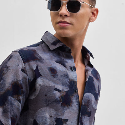 Grey Textured Abstract Shirt