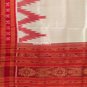 Red White Odisha Ikat Kargil Kumbha Khandua Silk Saree