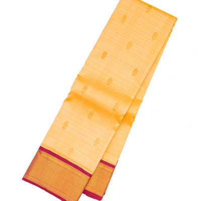 Sandal Handloom Kanchipuram Korvai Silk Saree With Pink Border