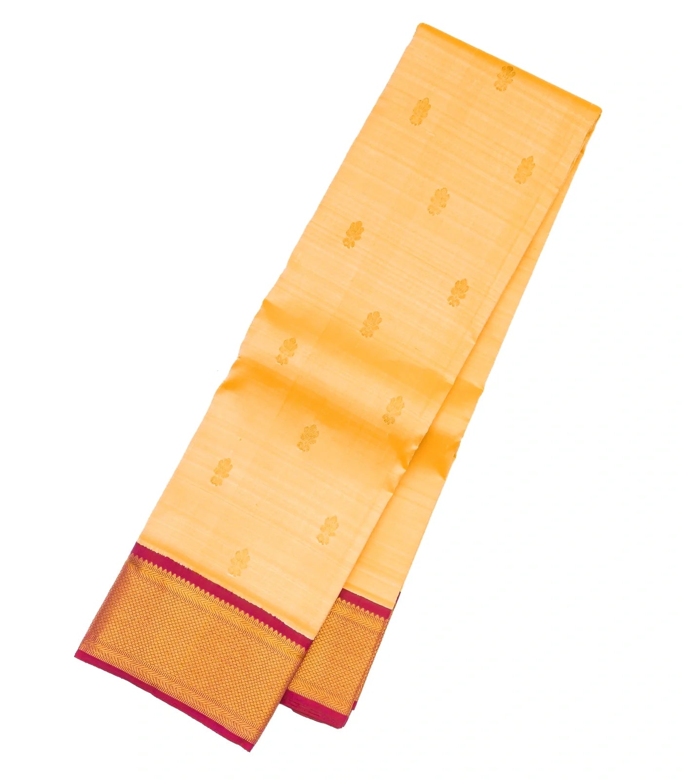 Sandal Handloom Kanchipuram Korvai Silk Saree With Pink Border