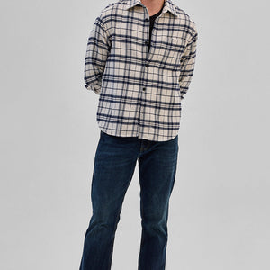 Cream Flannel Checks Overshirt