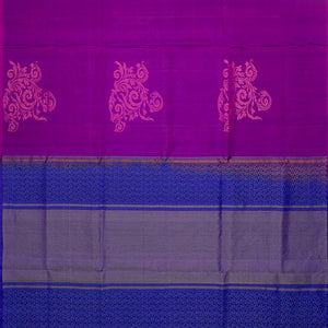 Magenta Handloom Soft Silk Saree With Floral Zari Butta -Magenta