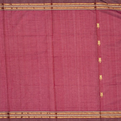 Pink Handloom Silk Cotton Saree With Parrot Buttas