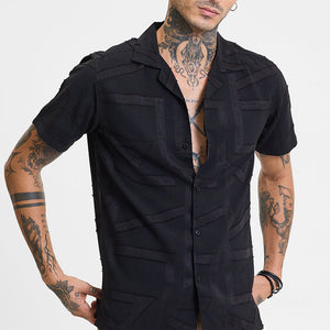 Black Geometric Box Fit Shirt