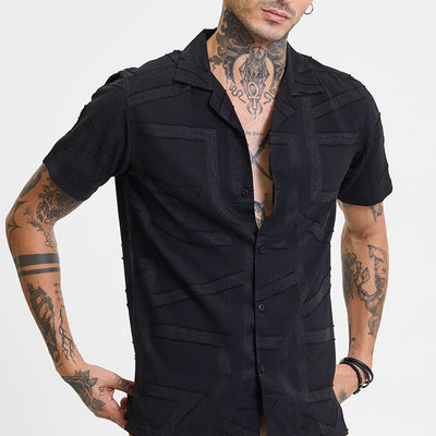 Black Geometric Box Fit Shirt