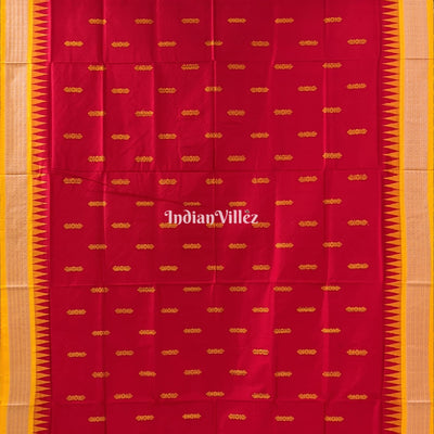 Red Yellow Sambalpuri Bomkai Silk Saree