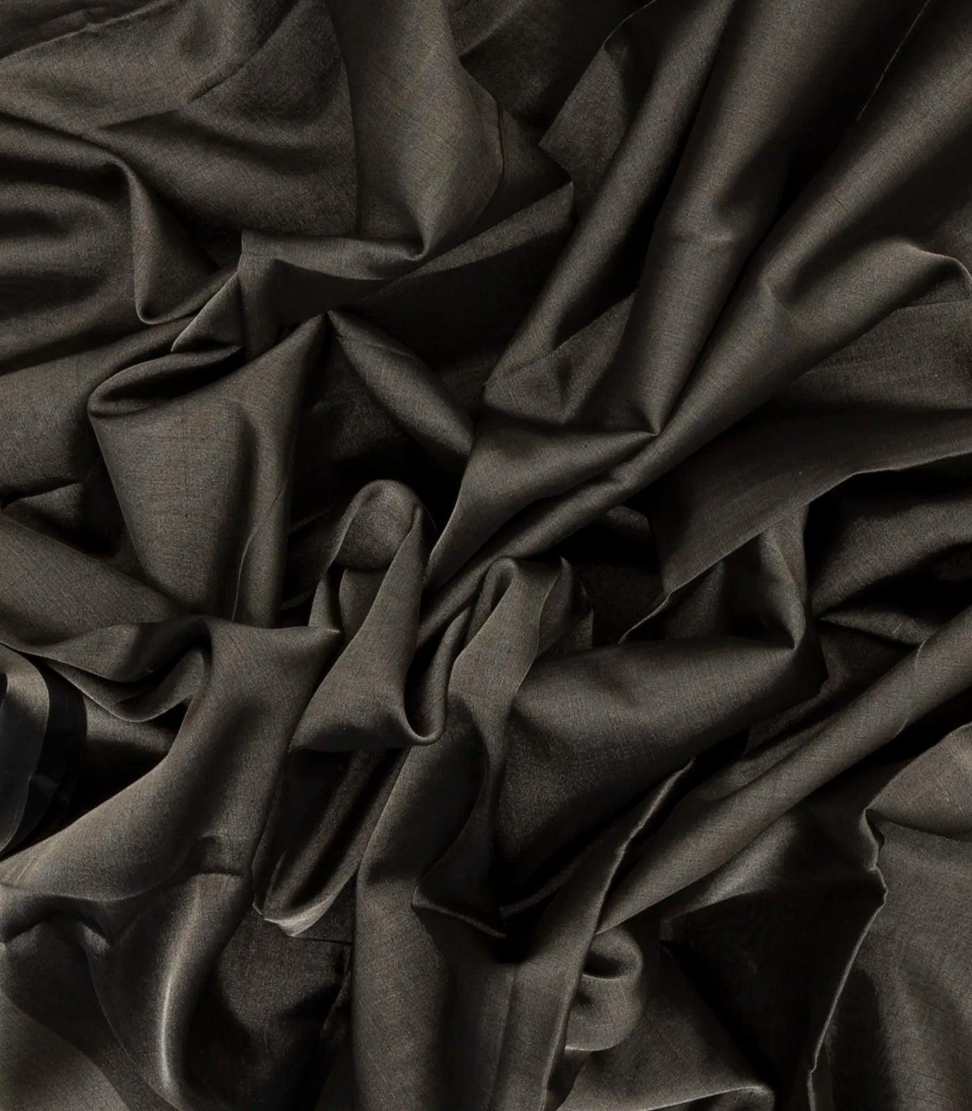 Dark Grey Handloom Plain Uppada Silk Saree With Zari Border