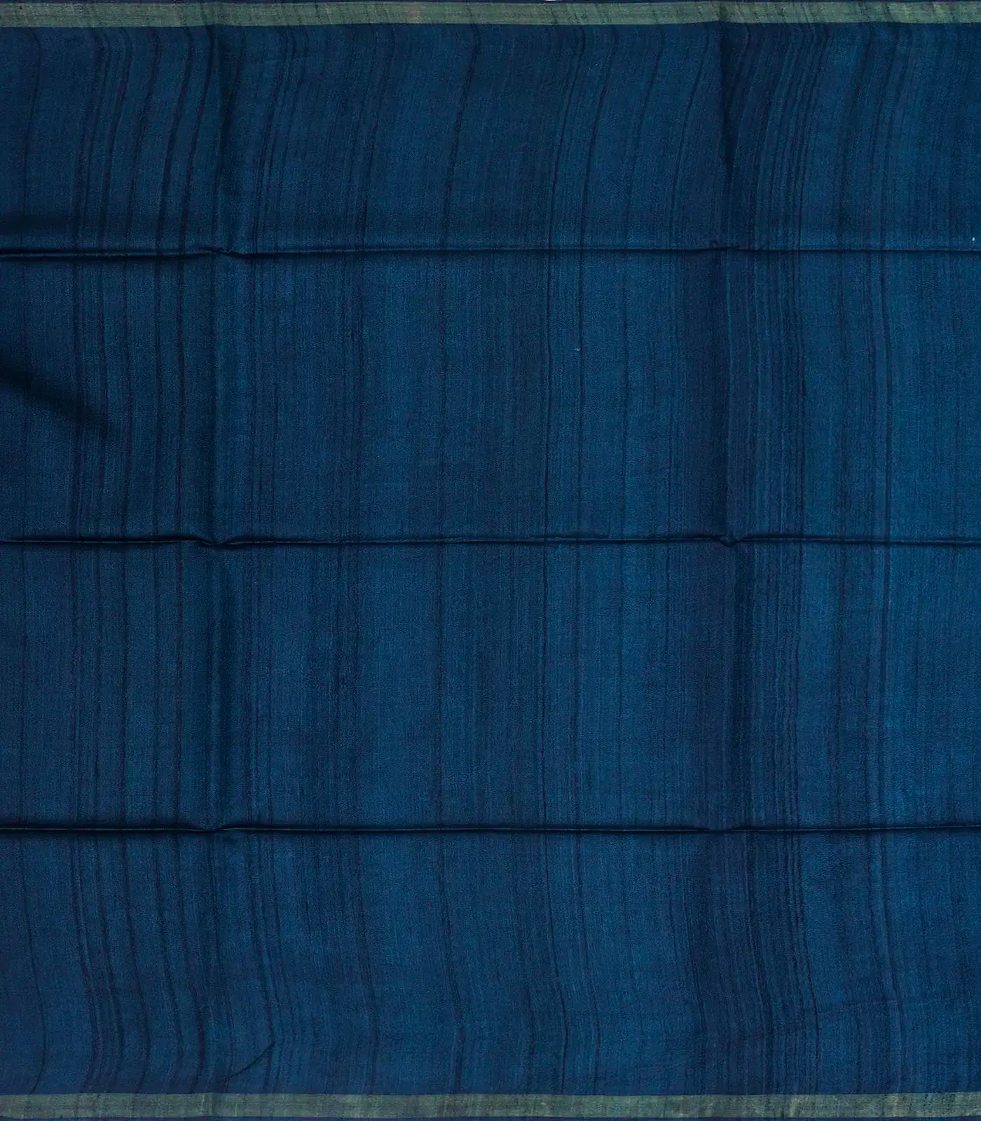 Taupe Handwoven Tussar Silk Saree With Blue Printed Wedding Motifs