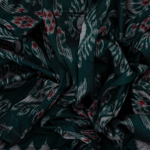 Teal Orissa Cotton Saree With Tie & Dye Floral Motifs