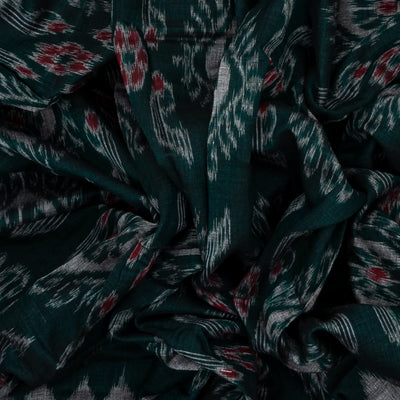 Teal Orissa Cotton Saree With Tie & Dye Floral Motifs