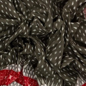 Dark Grey Handloom Orissa Cotton Saree With Tie & Dye Motifs