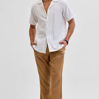 Brown Self-Design Slim Fit Trousers