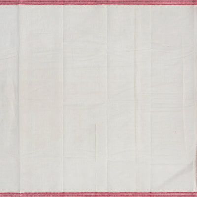 Off White Handloom Kanchi Cotton Saree With Checks & Dots