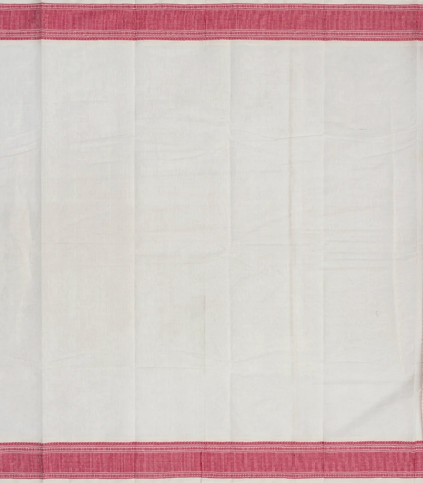 Off White Handloom Kanchi Cotton Saree With Checks & Dots