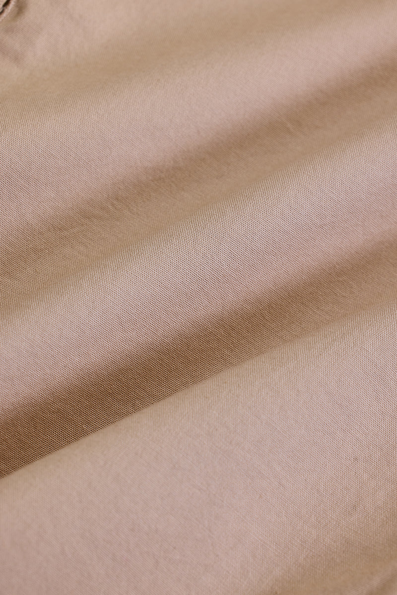 Beige Stretchable Slim Fit Shirt