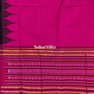 Pink Stripes Sambalpuri Ikat Silk saree with Zari Tissue Pallu