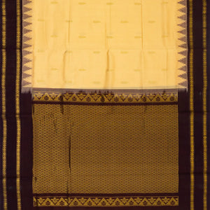 Cream Handloom Silk Cotton Saree With Floral Buttas