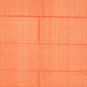 Orange Handwoven Tussar Silk Saree With Checks-Orange