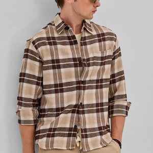 Dark Blue Flannel Checks Overshirt