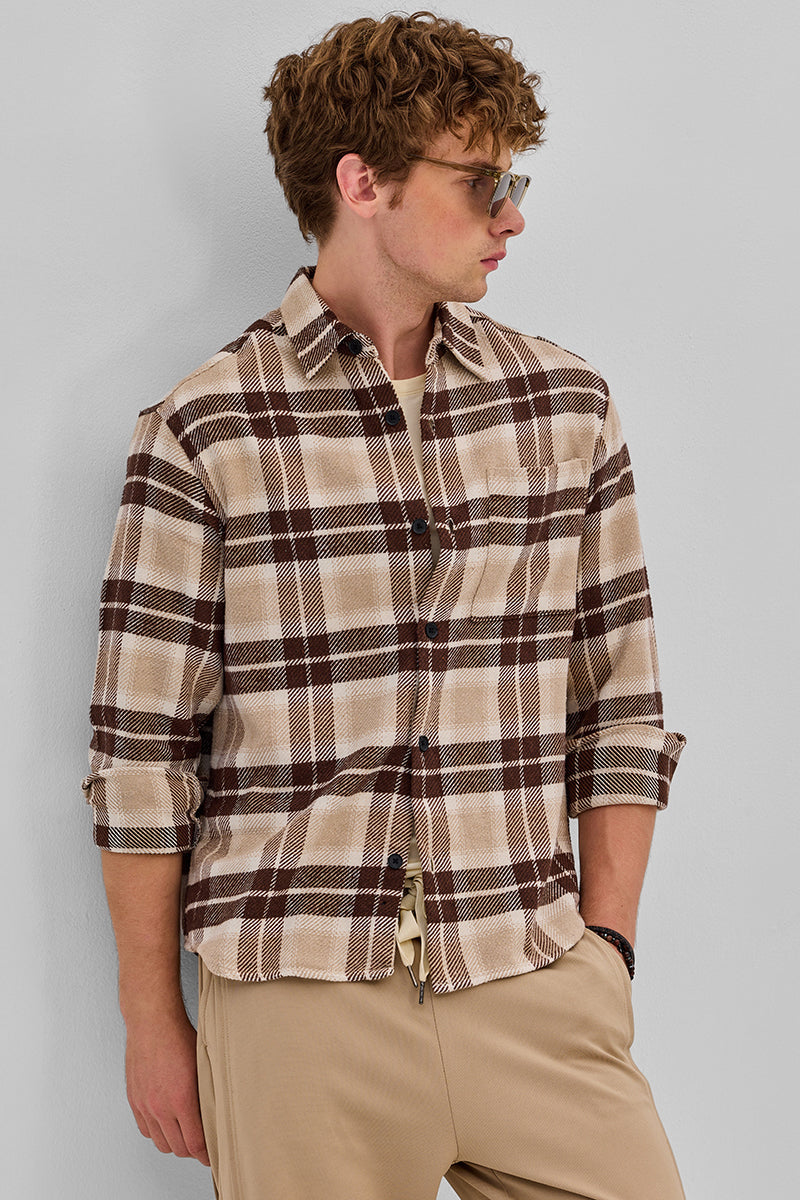 Dark Blue Flannel Checks Overshirt